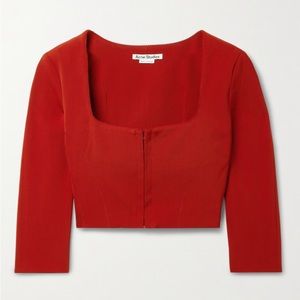 Acne Studios Red Cropped Twill Corset Top